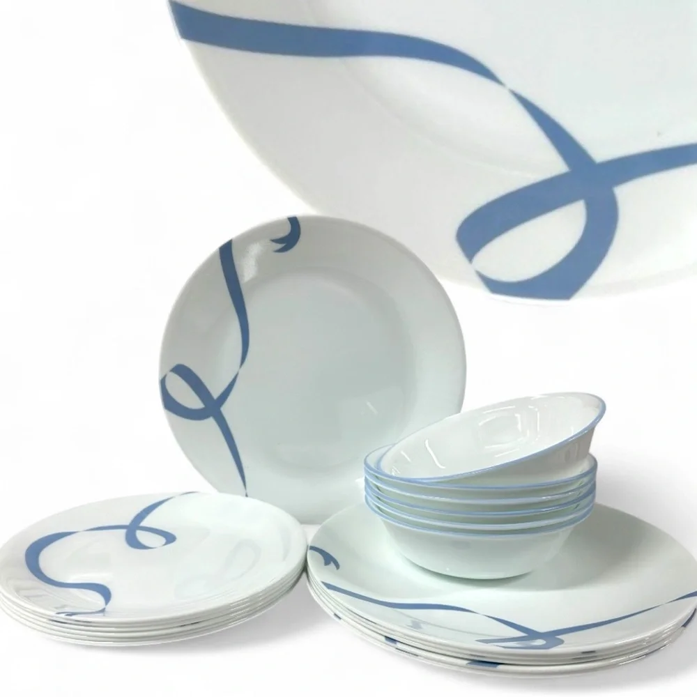 Corelle Blue Ribbon 18pc Set: 6 Plates 10.25